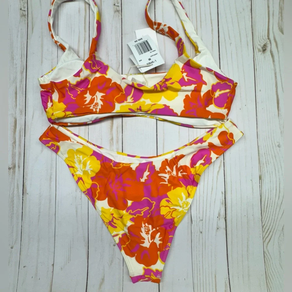L*Space Prince Bikini Top & Rocky Bottom Classic Tropical Swimwear Set Medium